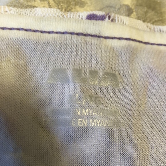 ALIA NWT XL 3/4 SLEEVE VIOLET/MAUVE/PINK/WHITE LACY SHEER TOP LINED CASUAL #040 - Picture 3 of 13